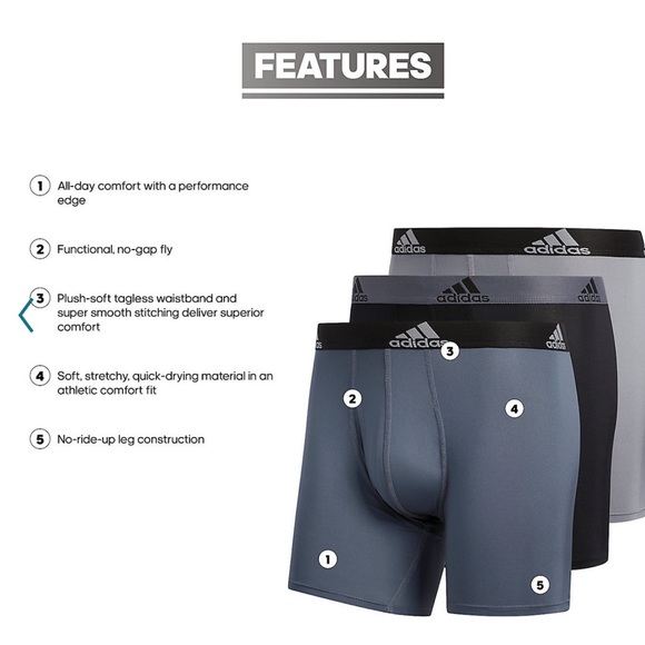 Adidas 🆕 Big & Tall 2XL 3 pack performance boxer briefs - Picture 7 of 9